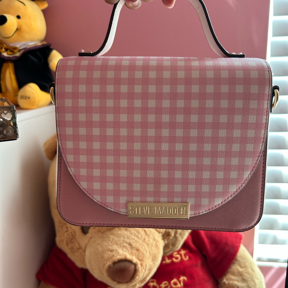 Steve Madden Pink Gingham Crossbody Bag